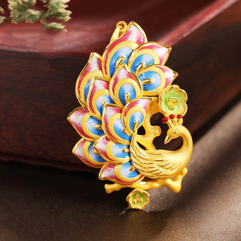 [Ready Stock]Fashion Gold-Plated Peacock Pendant Elegant Necklace