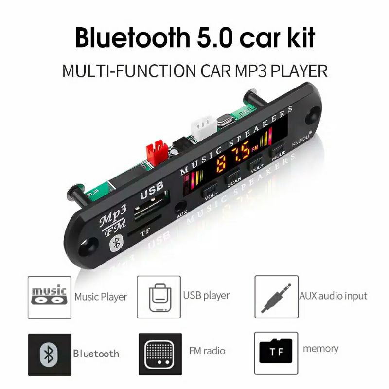 Kyt Bloetooth Mp3 Audio Amplifier Input Stereo Music Aux Audio Mobil dll input 12volt