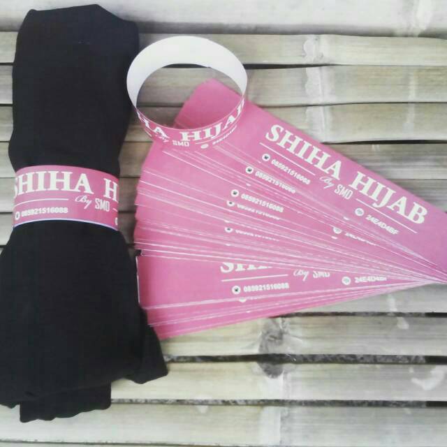 LABEL HIJAB, KERTAS LOGO BRAND PENGIKAT/ROLLER KERUDUNG/ PACKING JILBAB