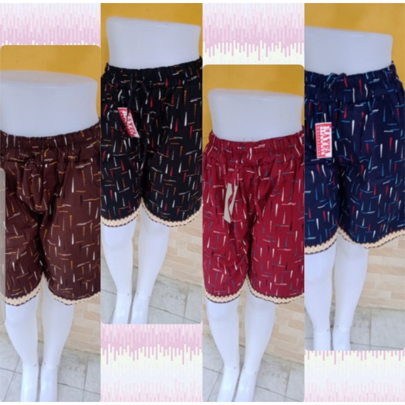 Celana Hotpants Motif Renda Wanita Katun Stretch Celana Tidur / Celana Pendek