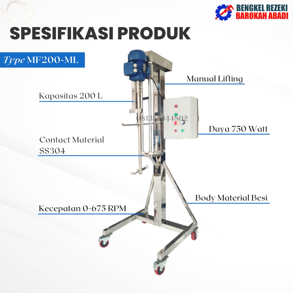 Jual Mesin Mixer Homogenizer Kapasitas 200 Liter Naik Turun Manual Shopee Indonesia