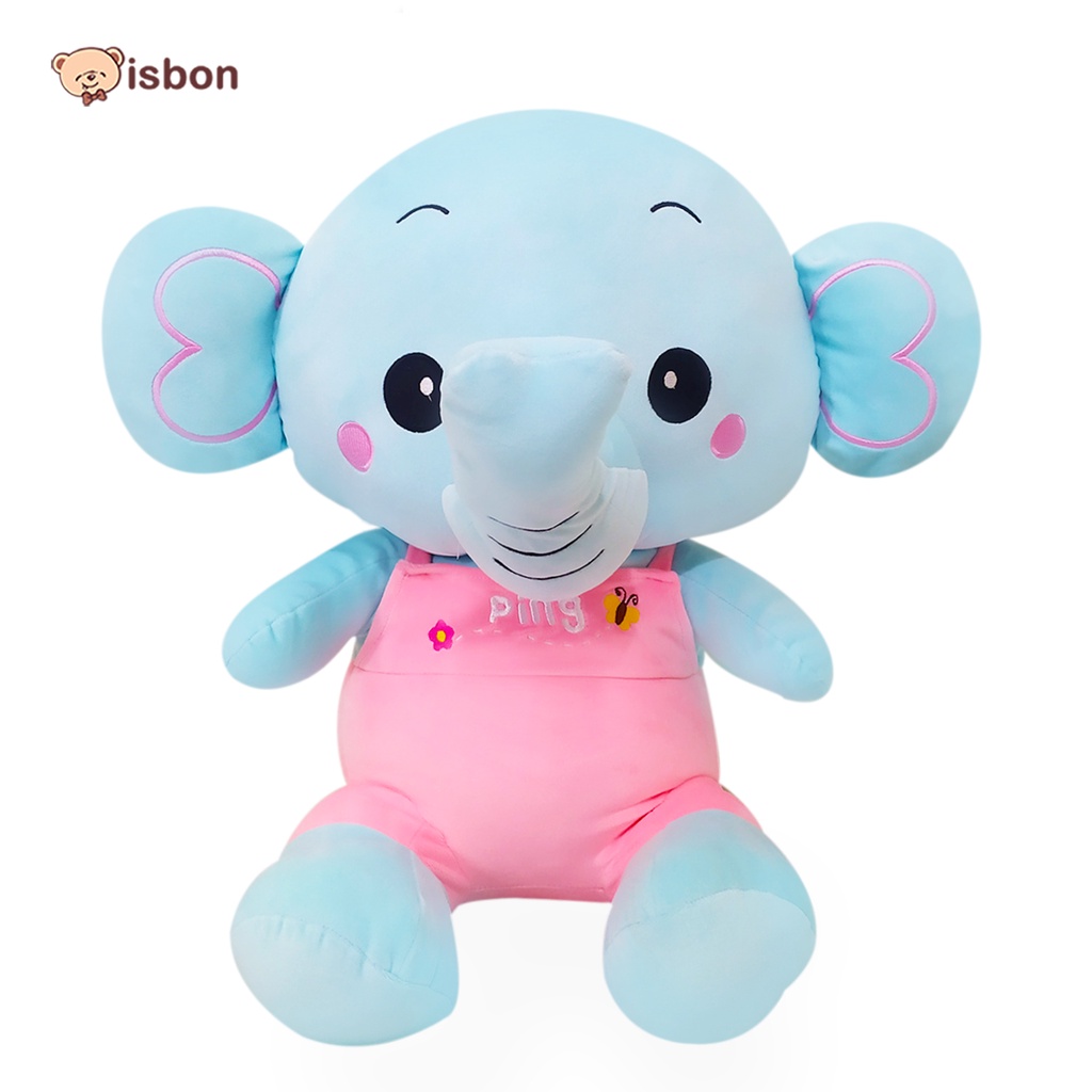 Boneka Gajah Grey Pink Blue Elephant SIT PING PONG With Baju Overoll Lucu Cocock Untuk Hadiah Bahan Halus By ISTANA BONEKA