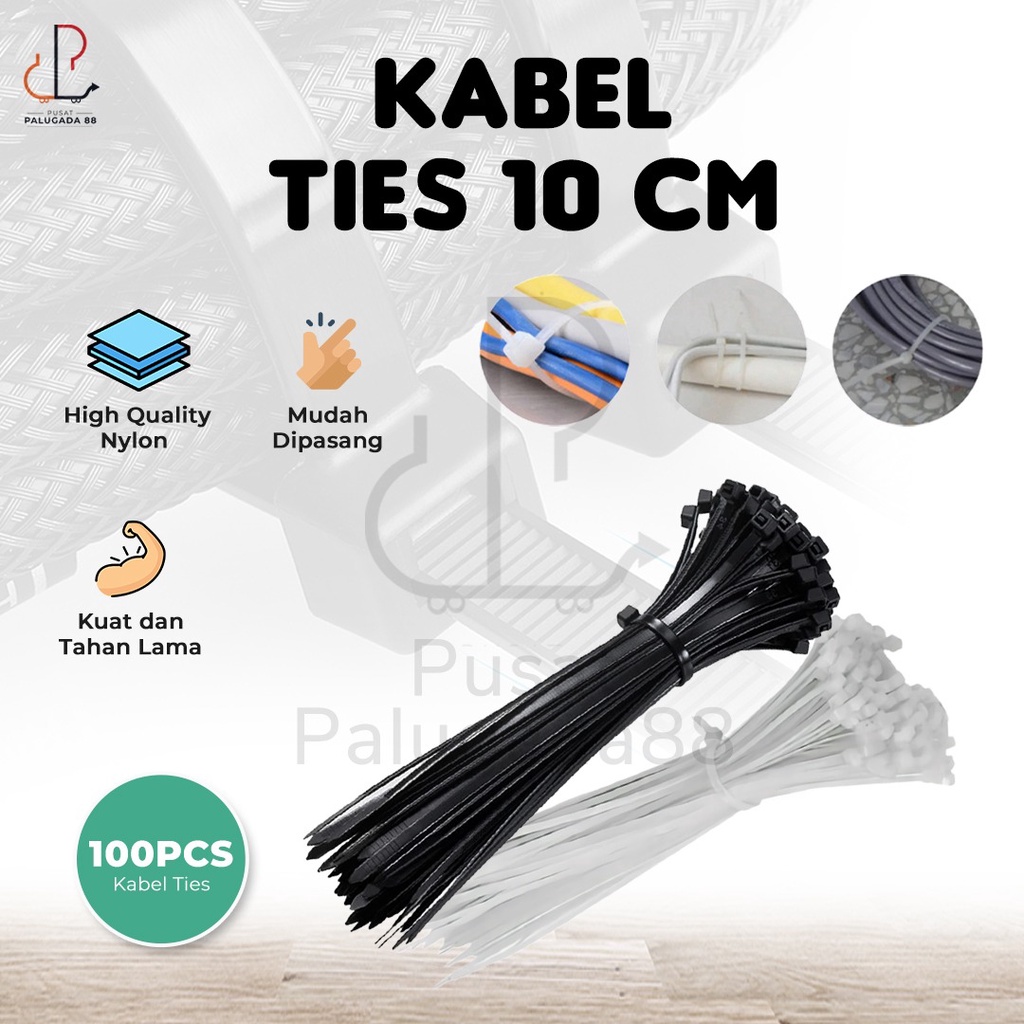 Kabel Tis 10 cm Cable Ties Tie Tali Alat Pengikat Pendek Putih 100 pcs 100mm isi 100 2.5 mm 2,5 mm Nilon Nylon Kecil