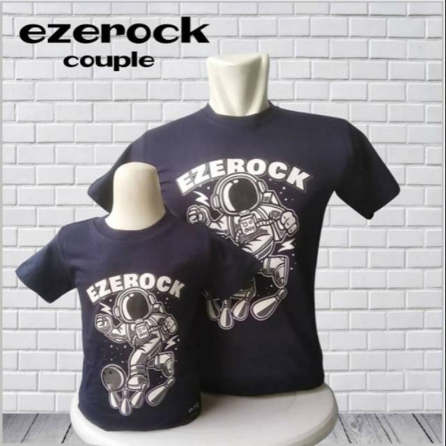 KAOS COUPLE ANAK DEWASA EZEROCK "astronot bowling"