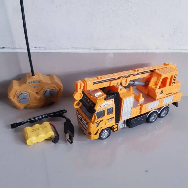 Mainan Rc Car Truck Crane - Mobil Truk Derek Diecast Model Alloy Remote Control Anak Batre