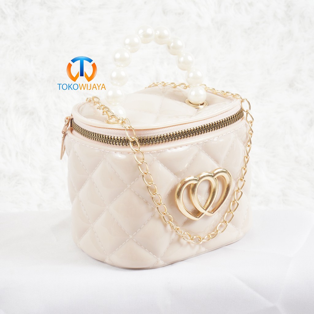 Tas Jelly Glossy Tabung Love Pearl | Tas Jelly Glossy Motif Tabung Import | Tas Jelly Mini Rubber