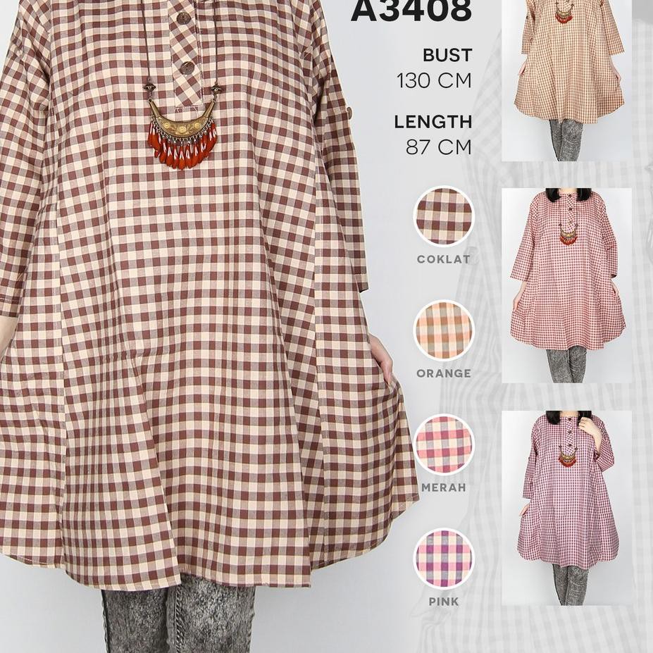 DGT Maliju Tunik Jumbo Kotak Katun - A3408 Best