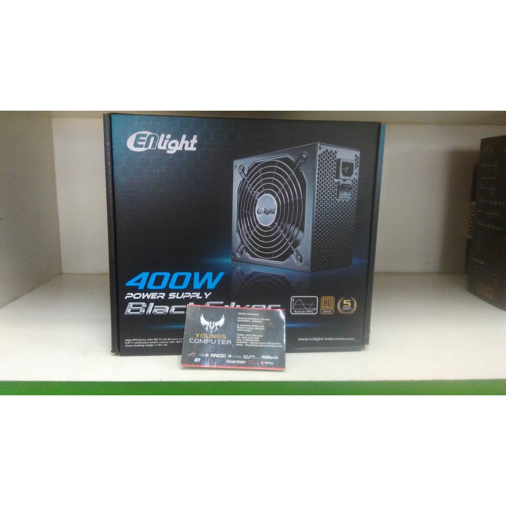 PSU ENLIGHT 400W BLACKSILVER 80+ BRONZE GARANSI 5 TAHUN