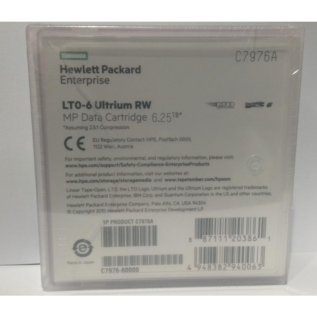 HPE LTO 6 Ultrium 6.25TB RW Data Cartridge PN C7976A