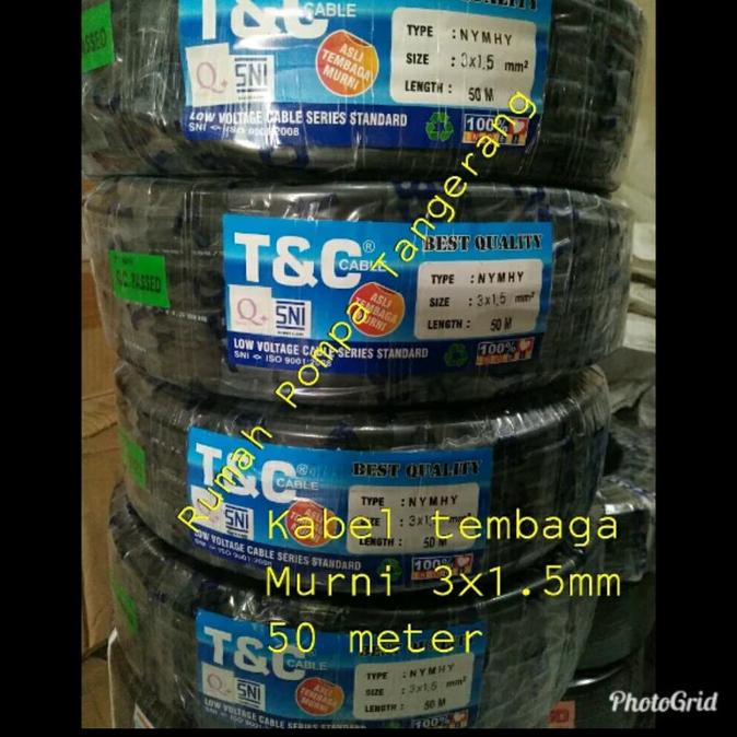 Kabel Pompa Satelit T&C Tembaga Serabut 3X1.5Mm.