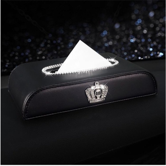 Crown Car Tissue Leather Box Kotak Tempat Tisu Kulit Dashboard Mobil Mahkota