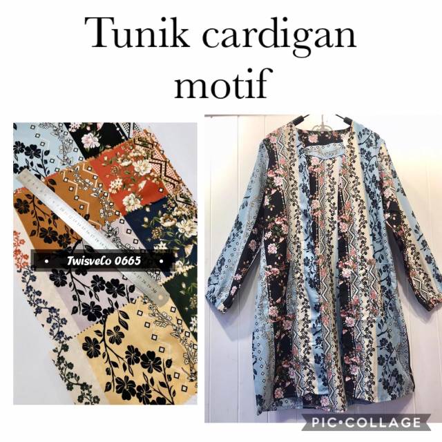Tunik cardigan motif