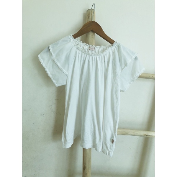 kaos wanita atasan wanita blouse putih sabrina korea,S