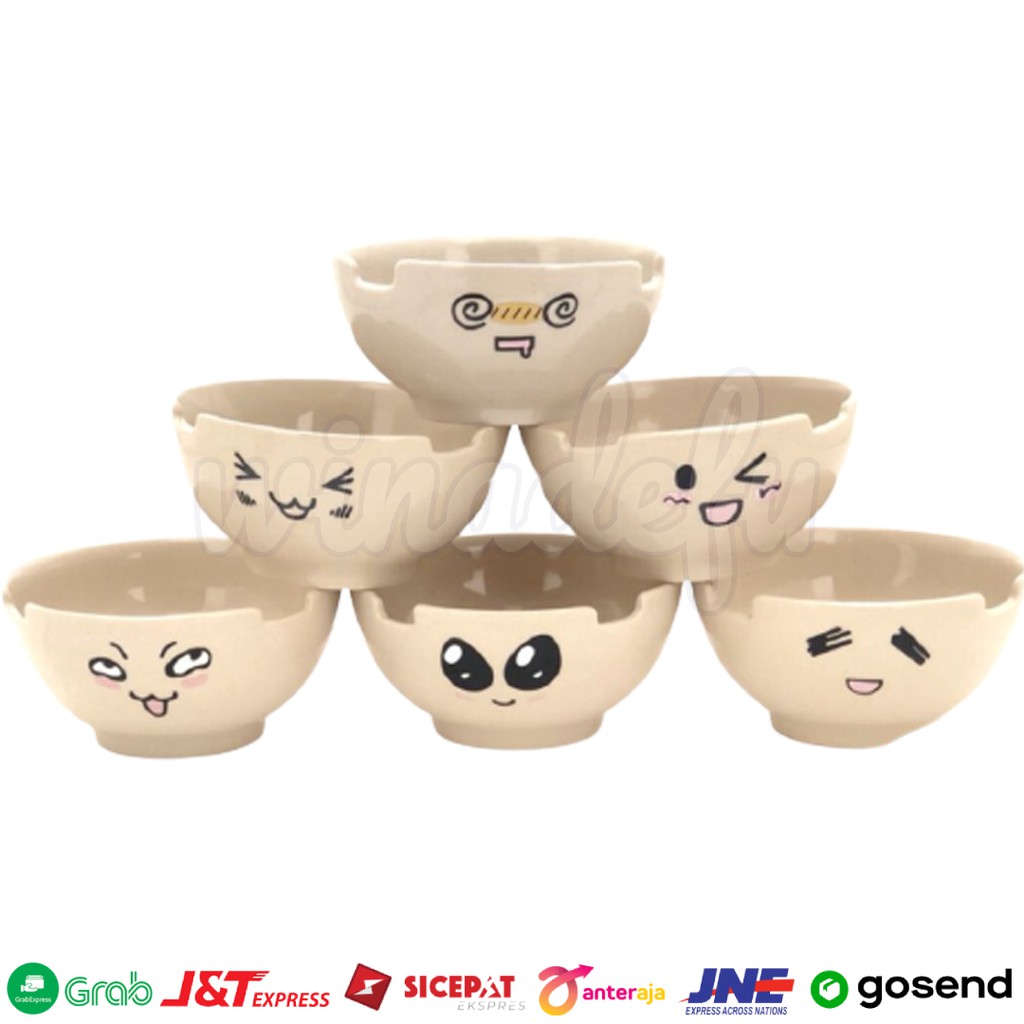 MANGKOK KERAMIK SUMPIT MOTIF EMOJI JEPANG 6" HOMECO