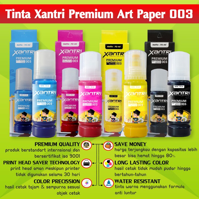 TINTA ART PAPER 003 EPSN L3110 L3150 L1110 L5190 XANTRI INK