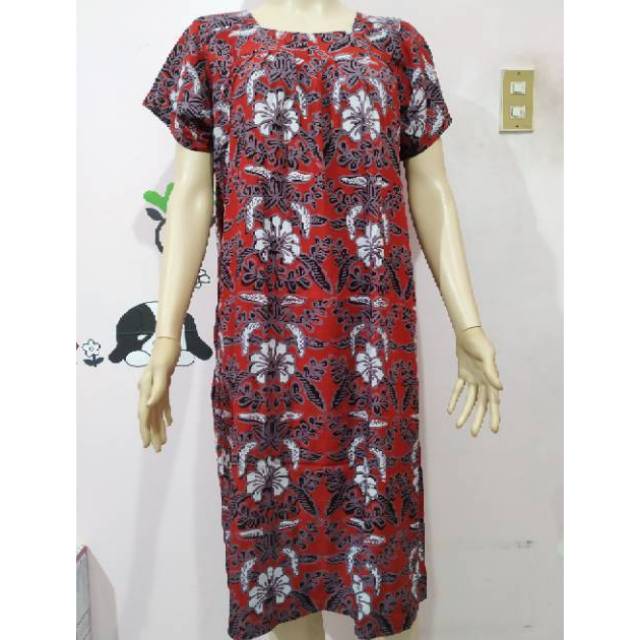 DASTER BATIK CETAK BUNGA MERAH