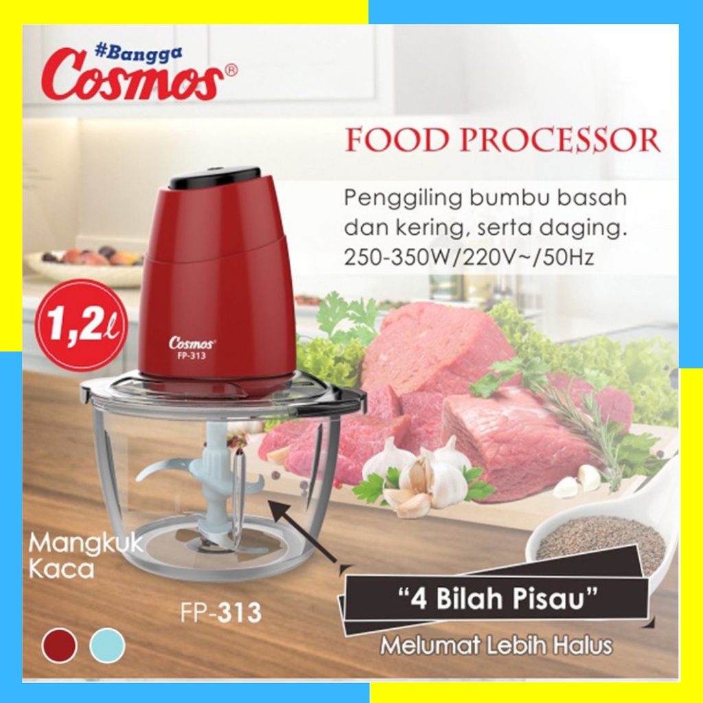 COSMOS FOOD PROCESSOR FP 313/FP313 CHOPPER BUMBU KERING DAN BASAH & DAGING 1.2 LITER 350 WATT