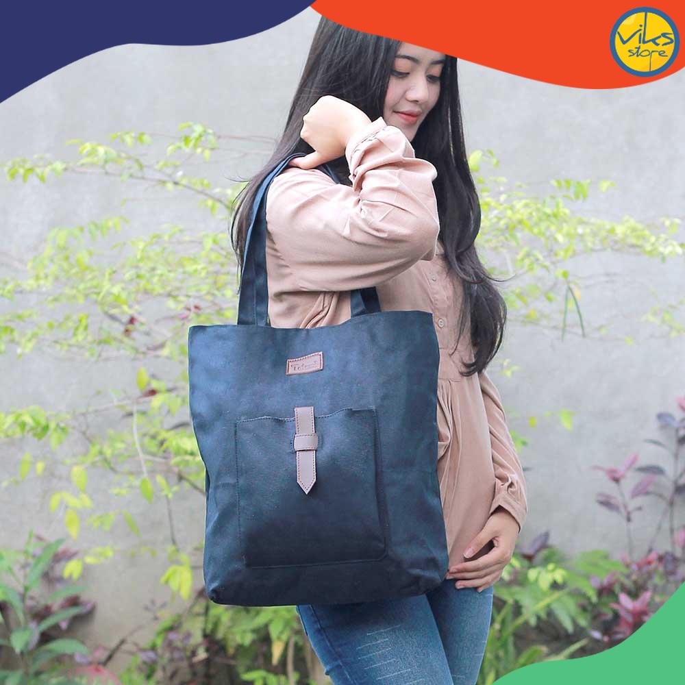 Tas Wanita Totebag Totemi Premium Simple Bahan Kanvas TotBag Tote Bag