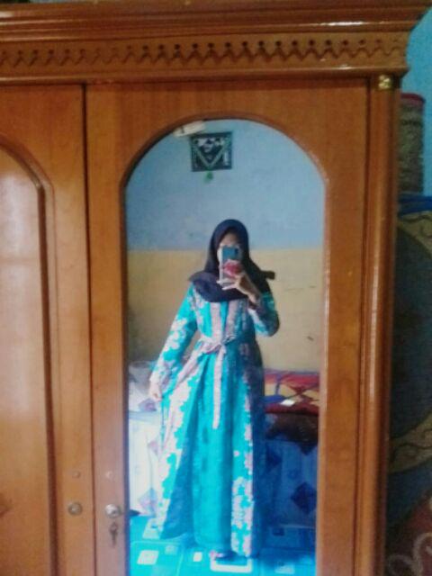 Sarimbit Couple Batik Keluarga/family Gamis Muslim Kd Melati Toska