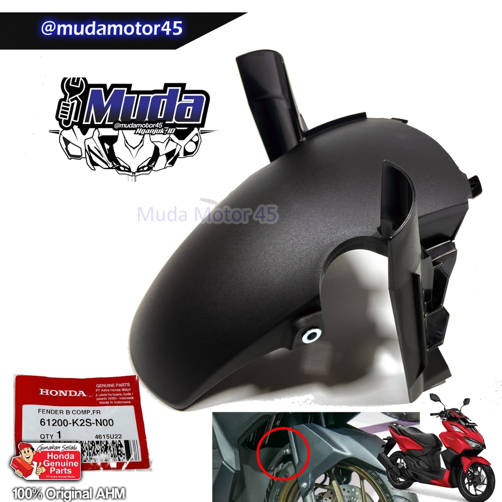 SPAKBOR DEPAN BAG BELAKANG VARIO 160 61200-K2S-N00 SLEBOR SPATBOR PENAHAN LUMPUR FENDER B FR MUD FLA