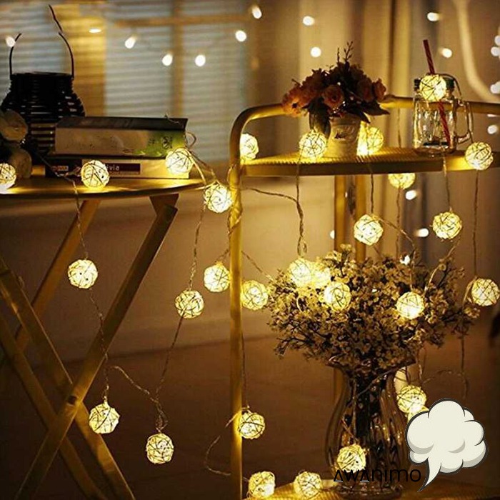 Lampu Hias Dekorasi Bola Rotan String Fairy 1200cm 10 LED AA Star Light String Twinkle 20 LED 3M Snowflake Christmas Lamp Tumblr Hiasan Dekorasi Pesta Pernikahan Ulang Tahun Panjang Aesthetic Estetik Hias Kamar Tidur Warm White