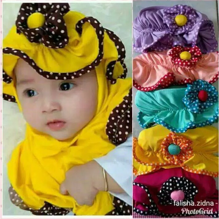 kerudung anak bayi TOPI LIST ( 3 BULAN - 2 TAHUN ) - hijab anak perempuan