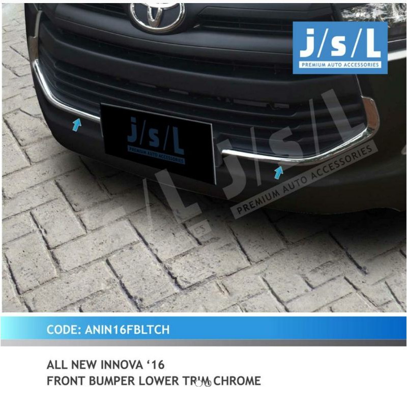 List bumper depan Innova 2016 front bumper lower trim Hitam + Chrome jsl