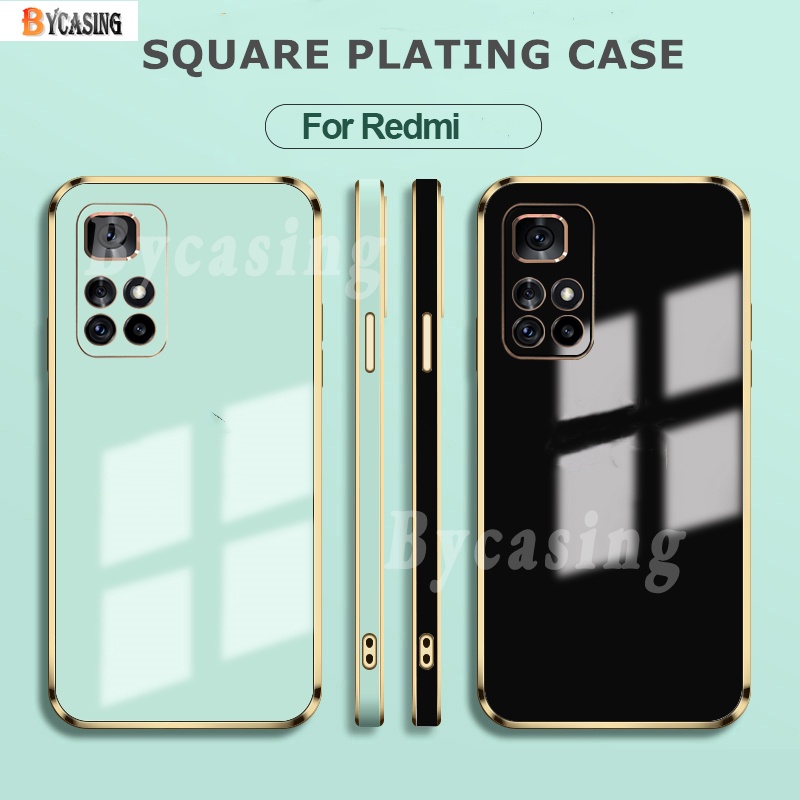 Soft Case Bahan Karet 6D Plating Bentuk Persegi Untuk Redmi Note 10S Redmi10 9 9A 9T Note10 Note9 Note9S Note8 Note7