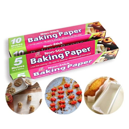 Non Stick Baking Paper 5M &amp; 10M / Kertas Roti Alas Loyang Kue