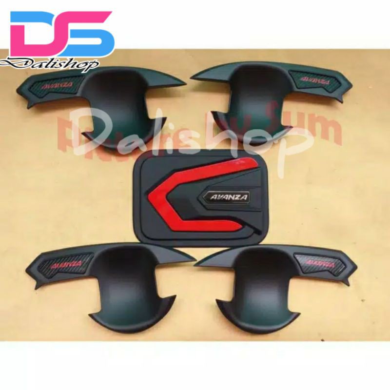 Aksesoris Avanza outer dan cover tangki hitam list merah avanza 2012 sampai 2020