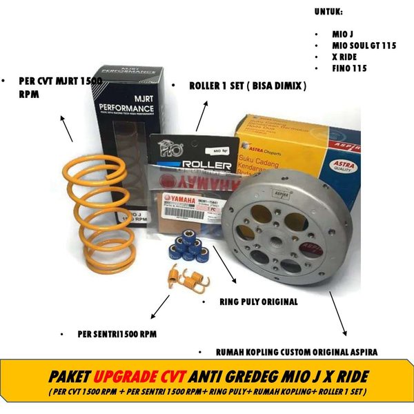 Diskon PAKET UPGRADE CVT MIO J MIO GT X RIDE SOUL GT  ANTI GREDEG CUSTOM ORIGINAL ASPIRA Berkualitas