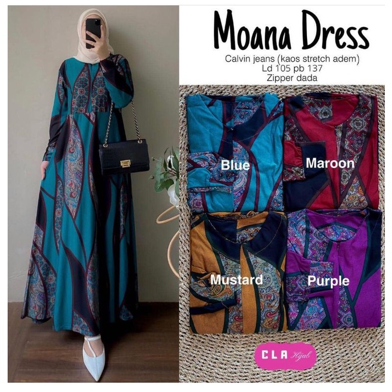 Salma Dress - Gamis Wanita Calvin Jeans Terbaru LD110 Busui Jumbo / R.19 - 033-5966