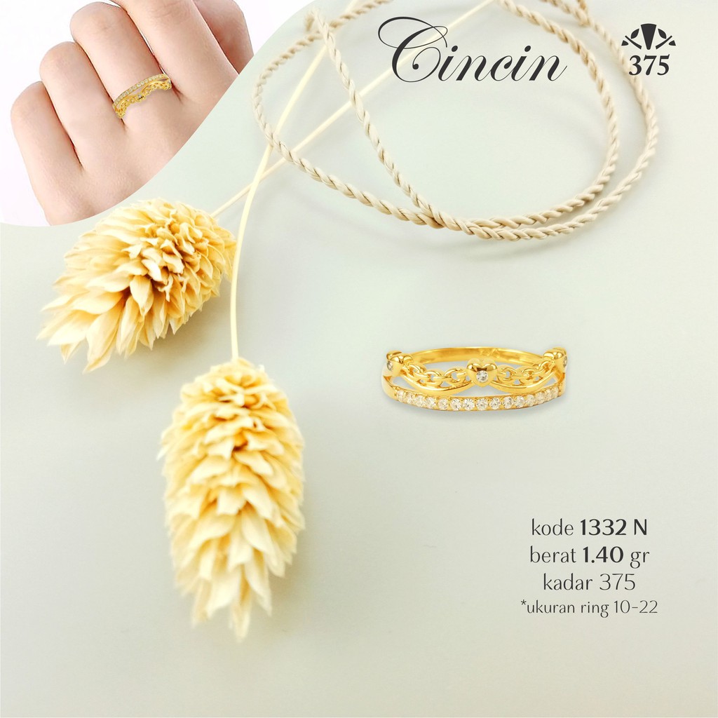 CINCIN EMAS ASLI VARIASI MAHKOTA HATI KECIL 1332 N KADAR 375