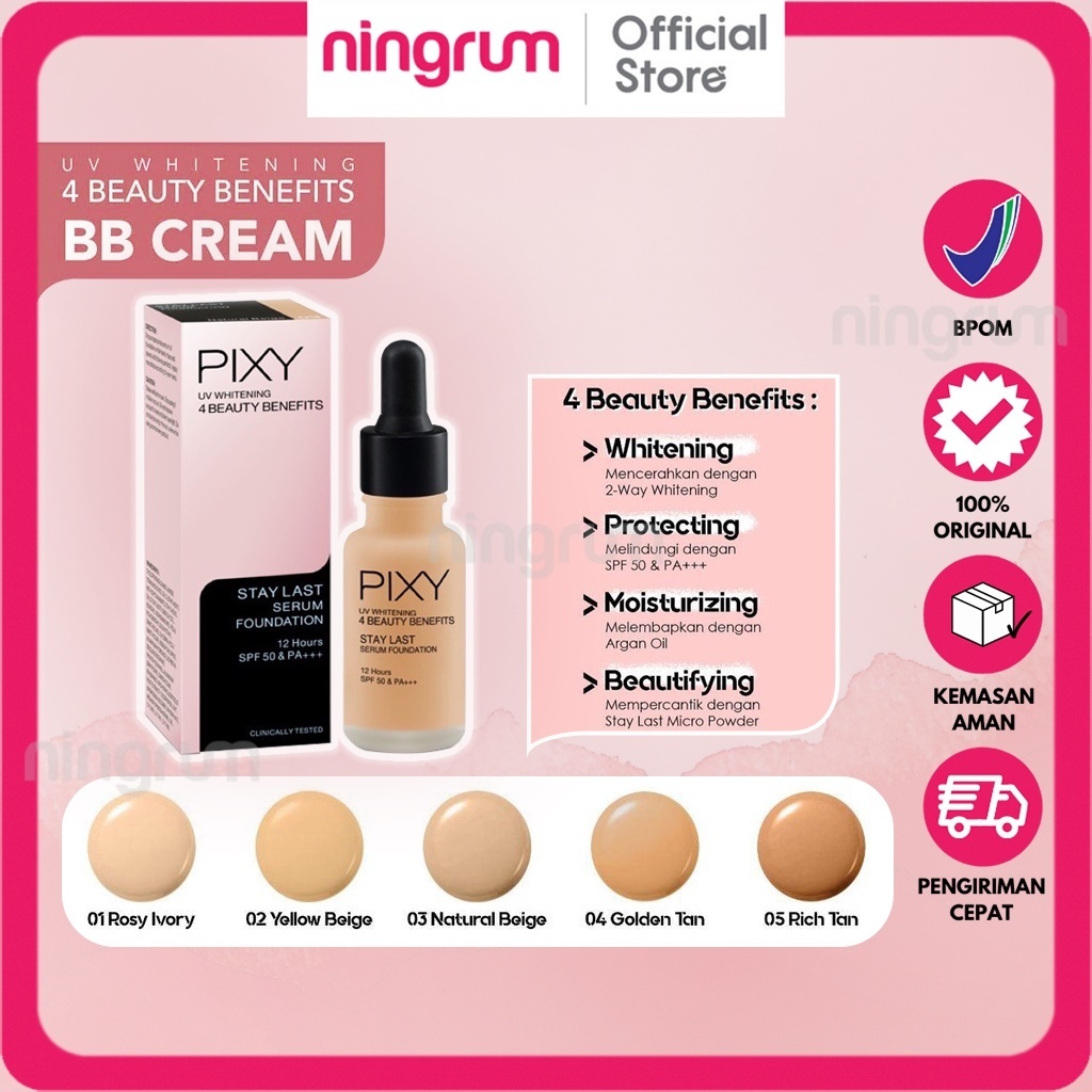 Ningrum - Pixy UV Whitening Stay Last Serum Foundation | Kecantikan Kosmetik Wajah Foundartion - 8006