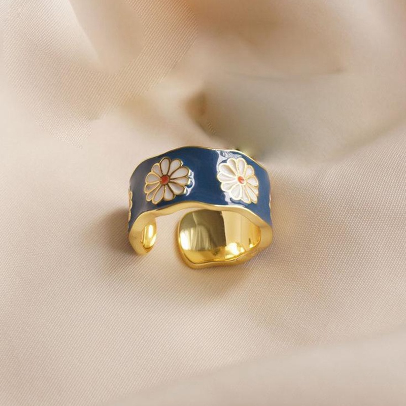 Fancyqube Cincin Enamel Desain Bunga Plum Blossom Gaya Punk Vintage Korea Untuk Wanita