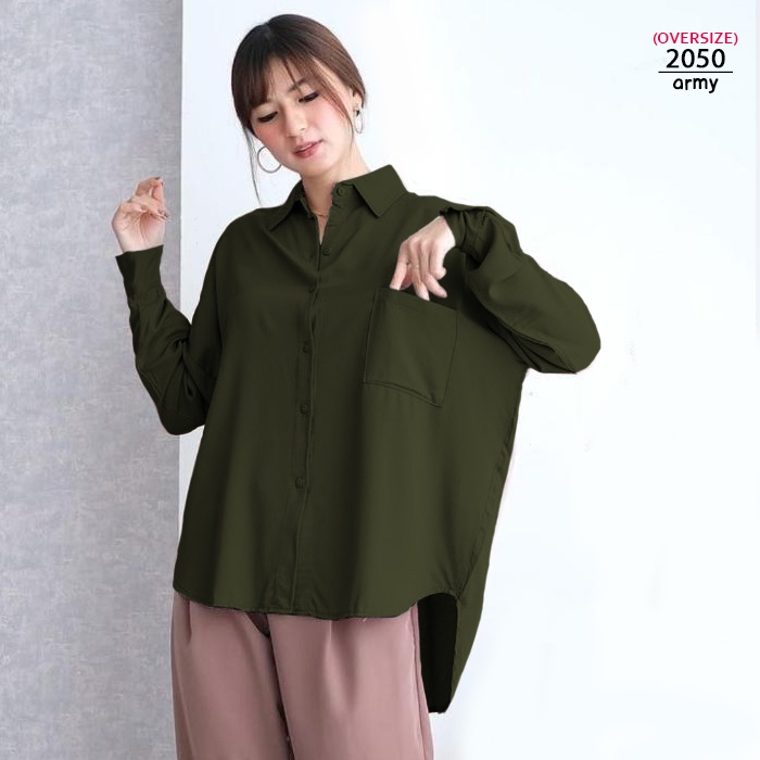 ARENA - Oversized Long Sleeve Shirt / Kemeja Wanita Jumbo-4