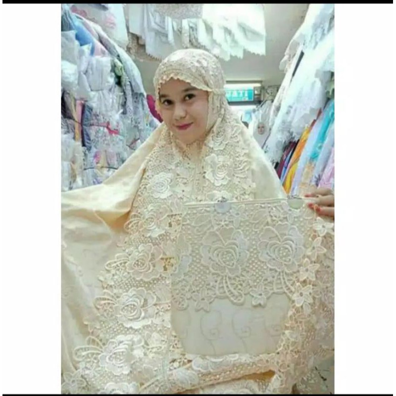MUKENA SUTRA PARIS MAWAR FULL RENDAH // MUKENA DEWASA CANTIK RENDAH // MUKENA MEWAH