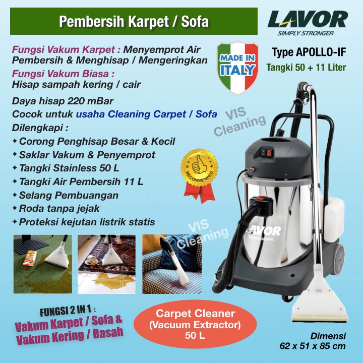 Carpet Cleaner (Vacuum Extractor) 50 Liter Lavor Apollo IF