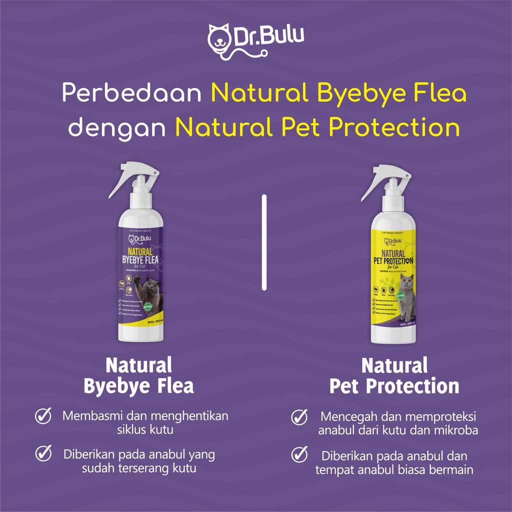Dr.Bulu - Natural Bye Bye Fleas For Cat - Pembasmi Kutu Kucing Alami, Obat Kutu Kucing Hamil