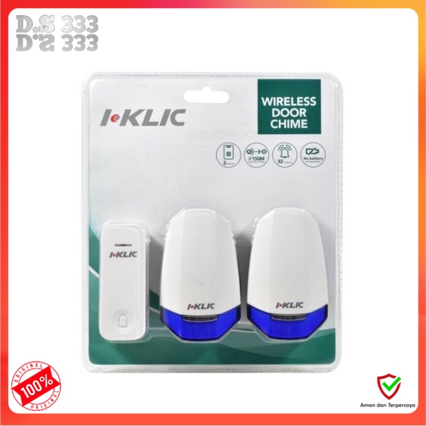 I-KLIC BELL PINTU WIRELESS 2 RECEIVER TANPA BATRE BELL PINTU KINETIC - BELL 1, I-KLIC