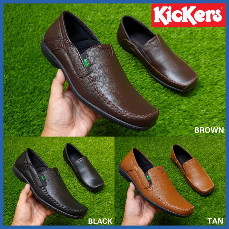 SEPATU PANTOFEL PRIA KICKERS KULIT ASLI GARANSI / SEPATU KERJA COWOK FORMAL WEDDING PESTA RESMI