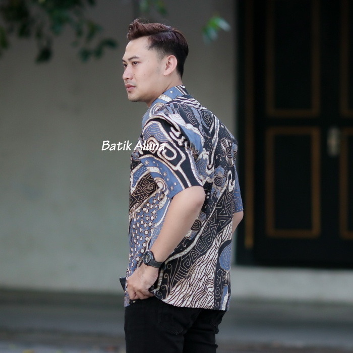 Baju Batik Pria Pendek Modern Produksi BatikAluna Sragen PD 022