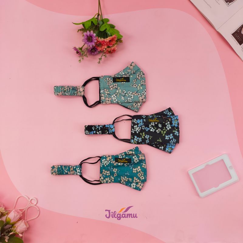 Masker Kain Premium Murah  | Masker Hijab Modis | Masker Tali Serut Bahan Diamond Dan Kaos