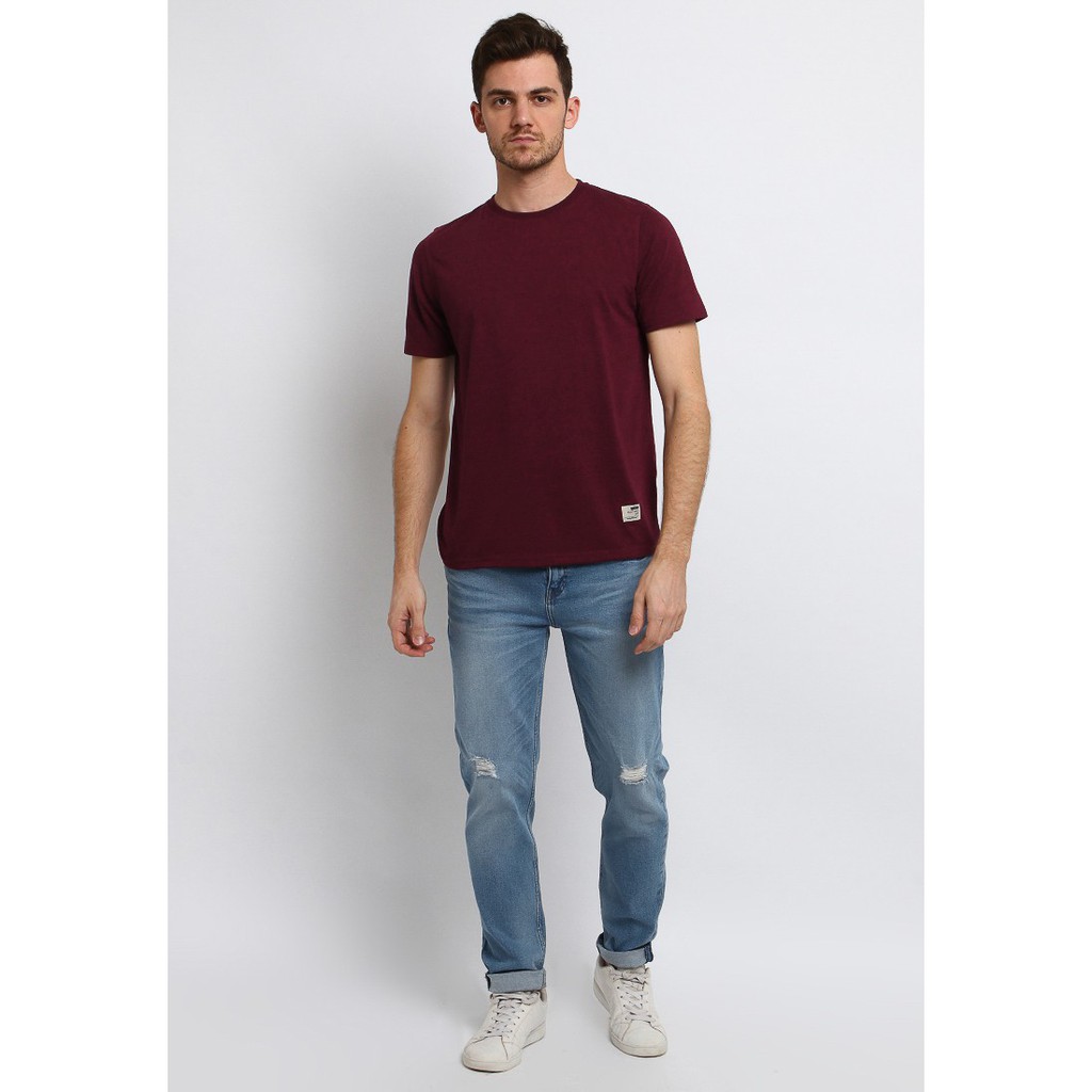 Baju Pria T-shirt Lengan pendek Maroon Polos Arnett Original