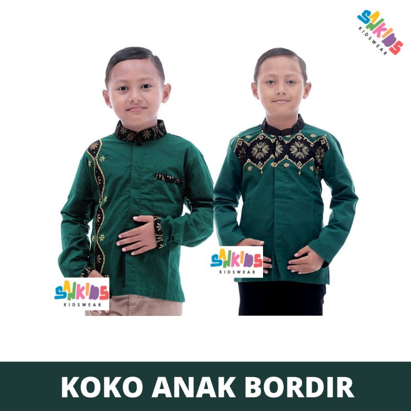 SAN KIDS - BAJU KOKO ANAK REMAJA SD - SMP/ KOKO NU ANAK / KOKO PALESTINA / KOKO BORDIR HIJAU