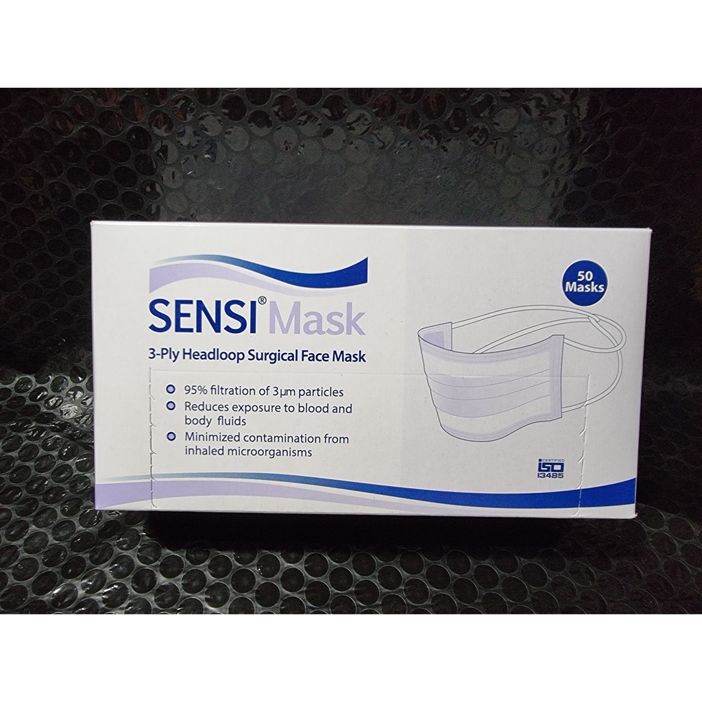 SENSI Mask Headloop 3ply isi 50/Surgical Mask/Masker Headloop 3ply