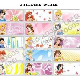 

┘! Princess Sticker MEDIUM Name Label. Stiker karakter Cinderella, Snow White Aurora Jasmine nama di