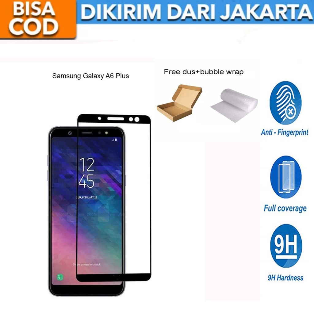 Samsung Galaxy A6 Plus Full Cover/Full Screen Tempered Glass Screen Protector Anti Gores