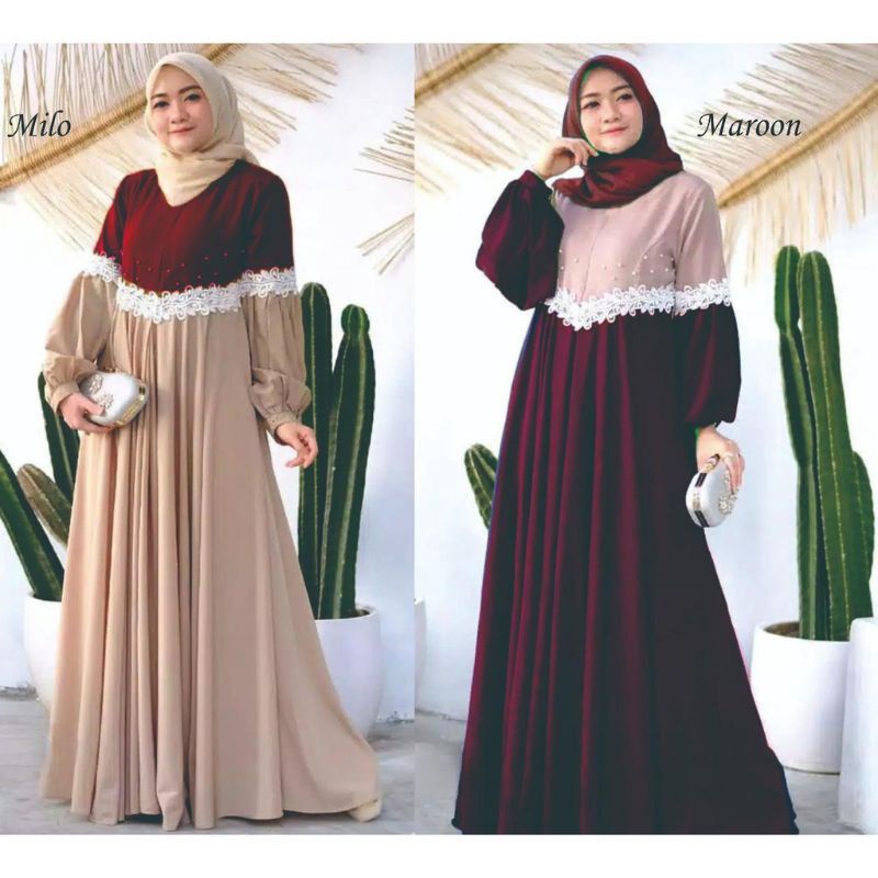 [Fashion Muslim] Gamis CLARISA renda terbaru