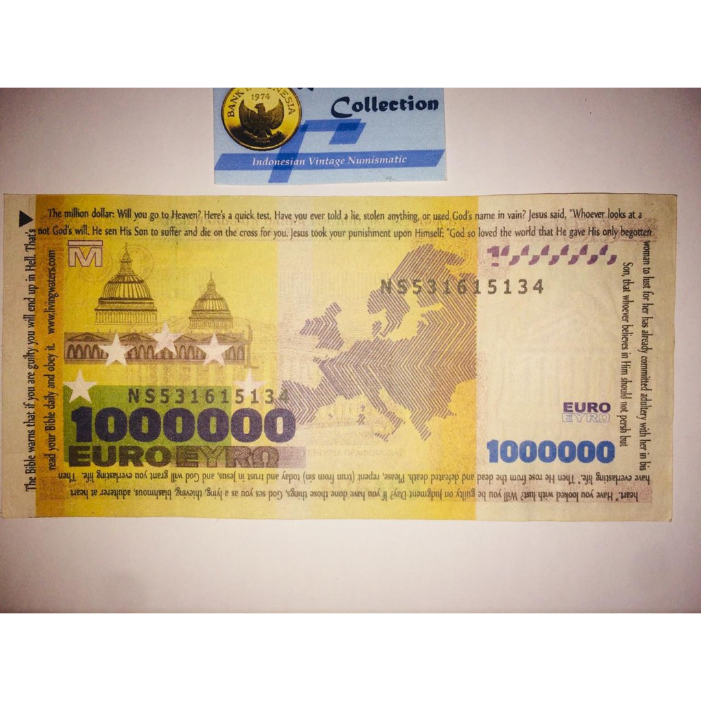 Original Novelty Banknotes 1 Juta Euro 2006 Shopee Indonesia